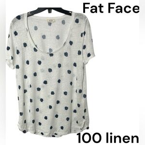 FAT FACE linen top,oversize,Polka dot .PTP 20”, slightly sheer,cottagecore
EC
